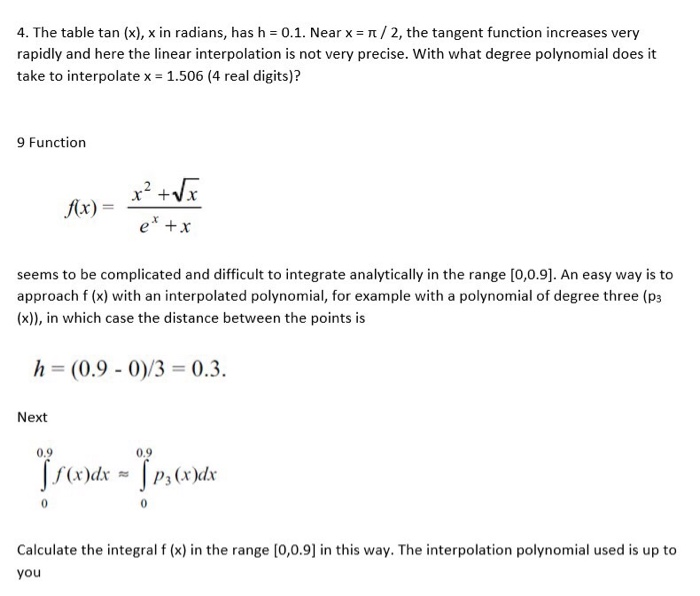 4 The Table Tan X Xin Radians Has H 0 1 Nea Chegg Com