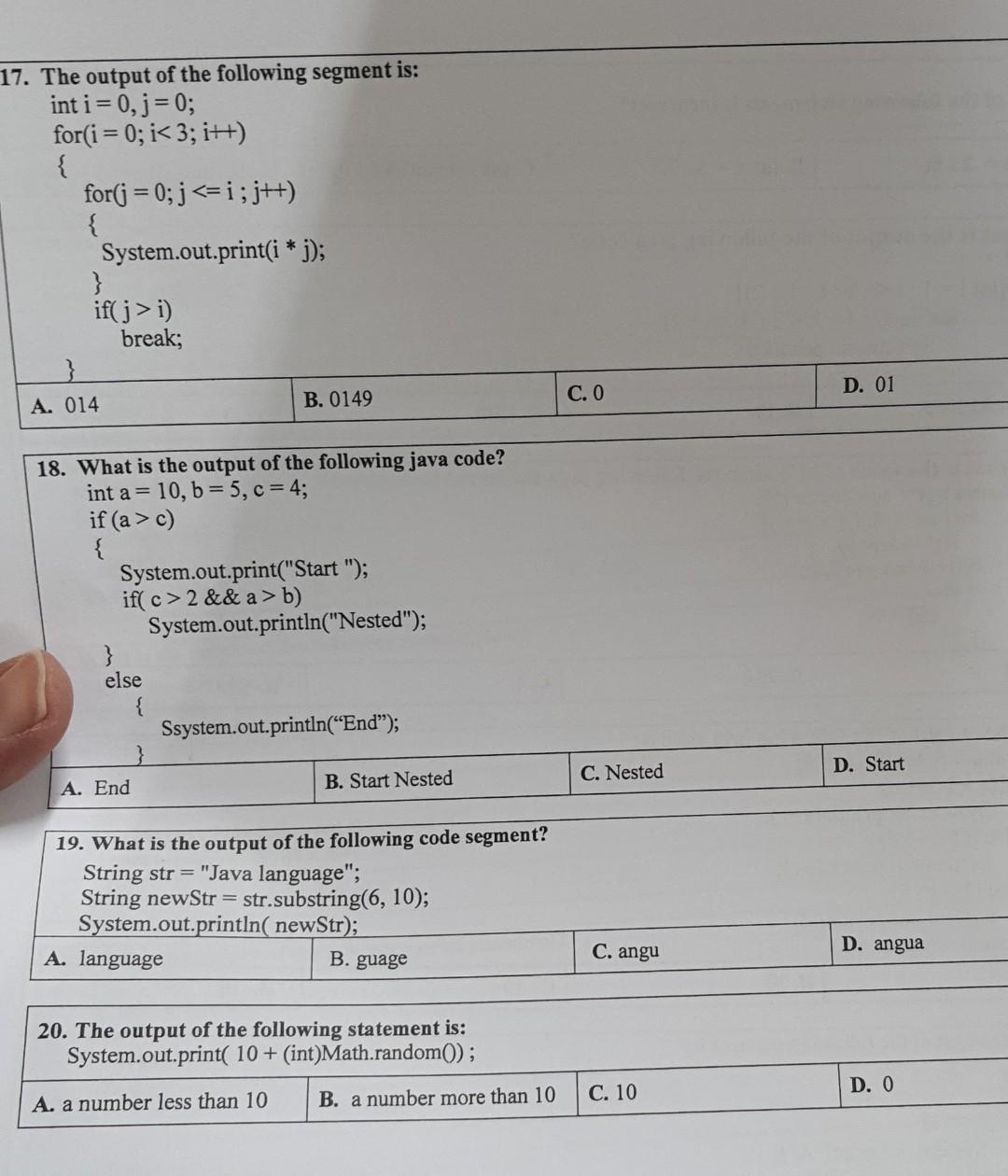 Solved 1. What is the output of the following code segment? | Chegg.com