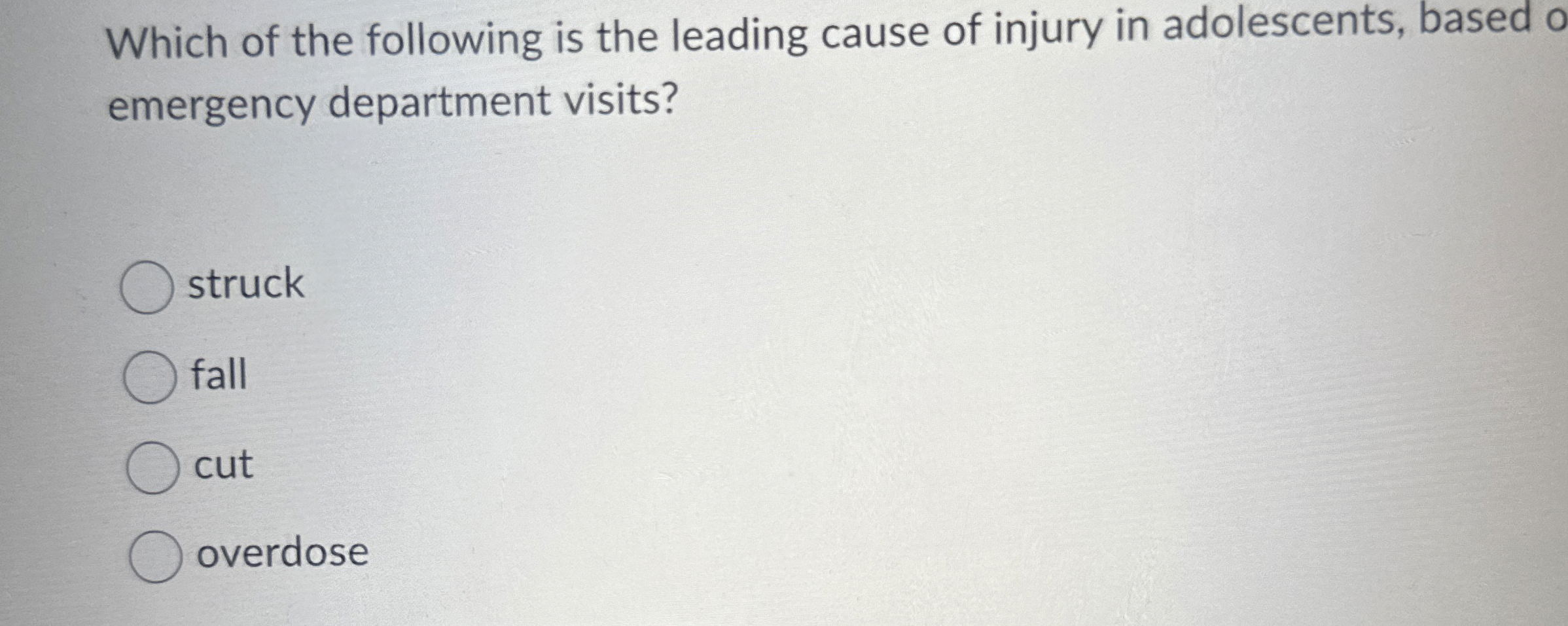 Solved Which of the following is the leading cause of injury | Chegg.com