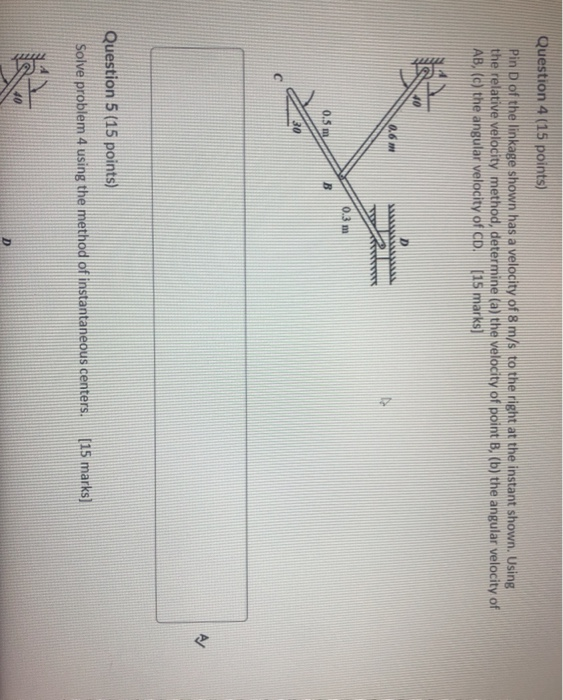 Solved Question 4 (15 points) Pin D of the linkage shown has | Chegg.com