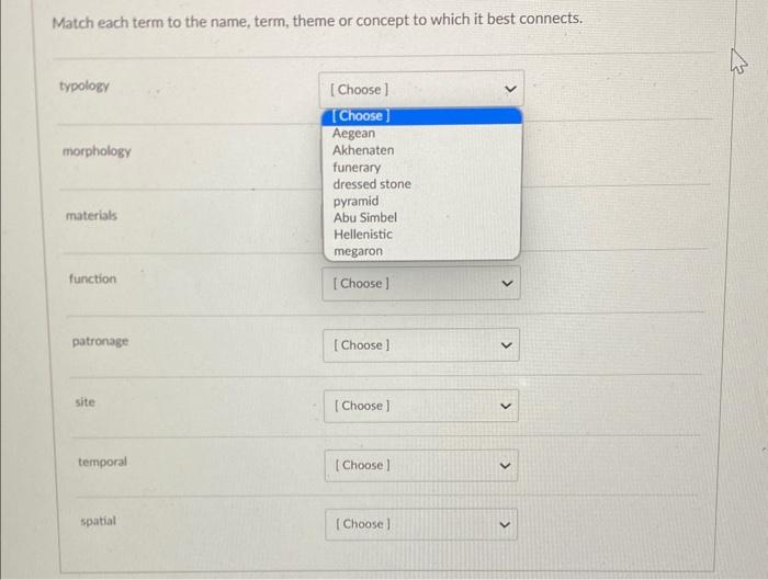 Match each term to the name, term, theme or concept | Chegg.com