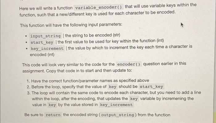 Here we will write a function variable_encoder() that | Chegg.com