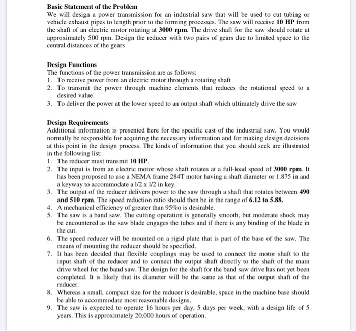 free 10+ engineering problem statement samples [... Basic Statement of the Problem We will design a power | Chegg.com