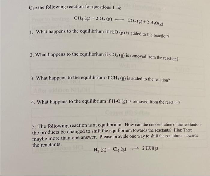 Solved Use the following reaction for questions 1−4 : CH4( | Chegg.com