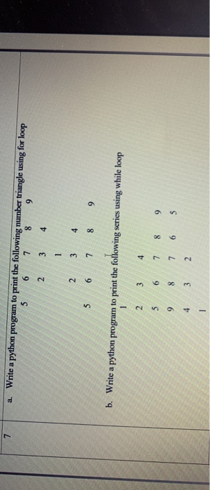 Solved a. Write a python program to print the following | Chegg.com