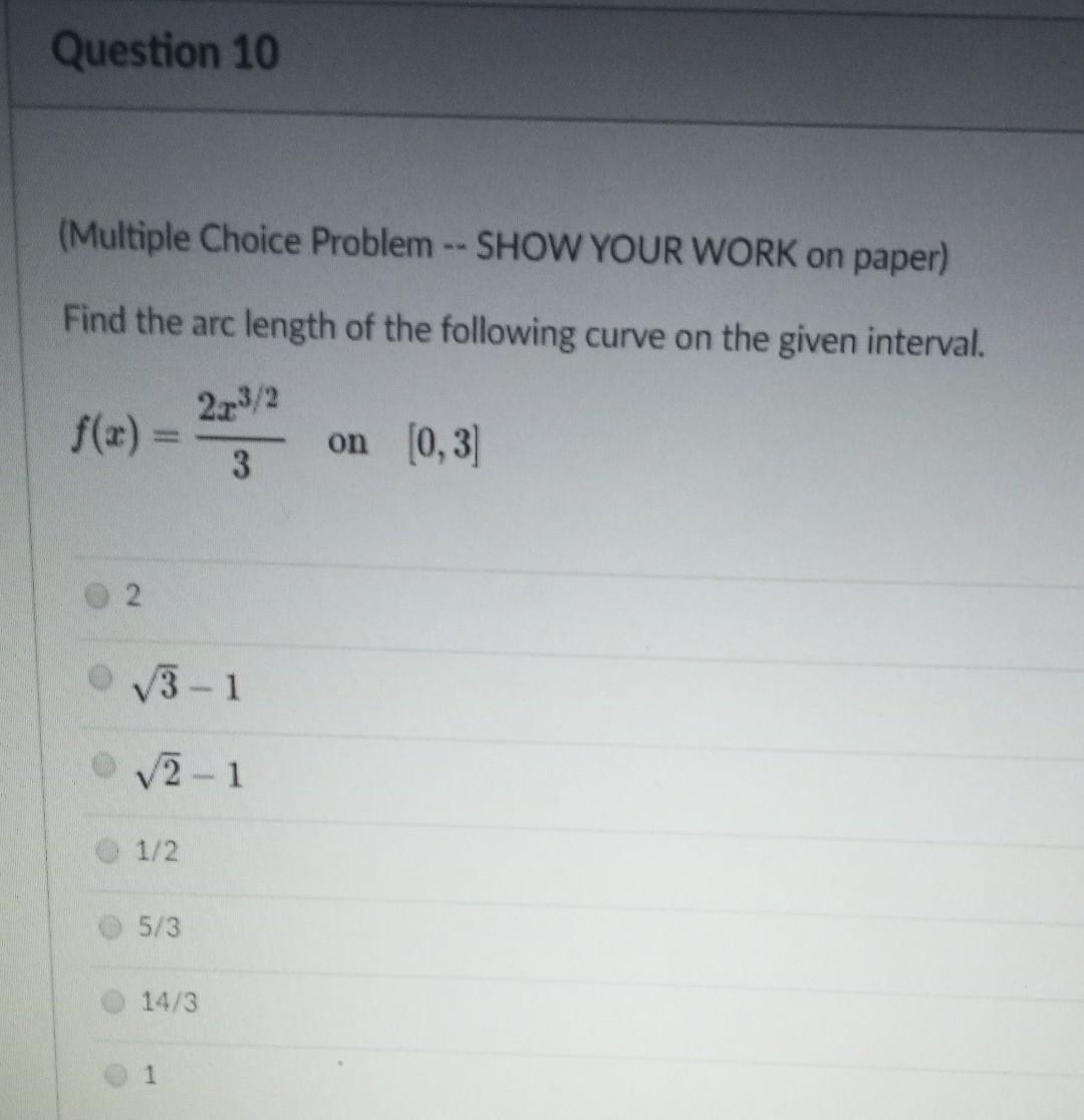 Solved Question 10 Multiple Choice Problem Show Your Chegg Com