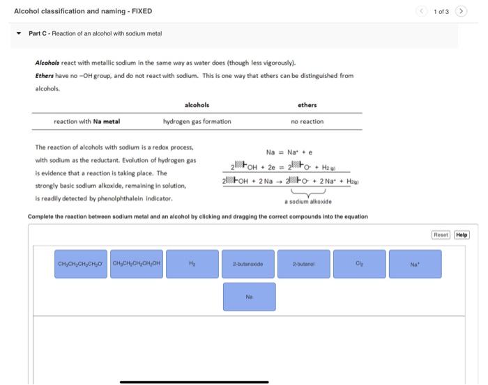 Solved Alcohols react with metallic sodium in the same way