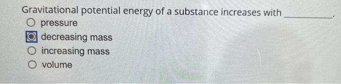 Solved Gravitational potential energy of a substance | Chegg.com