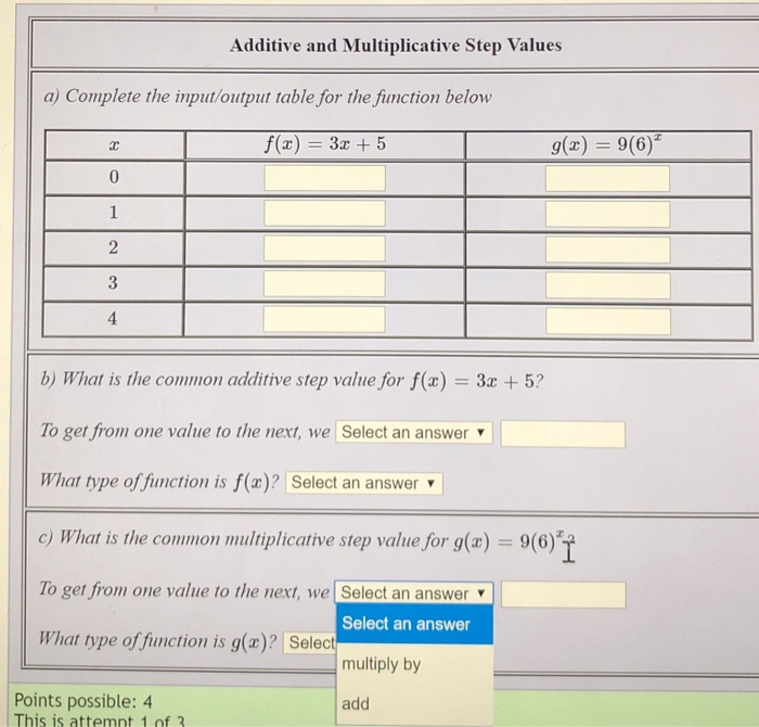 Solved Additive and Multiplicative Step Values a) Complete | Chegg.com