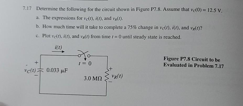 Solved 7.17 Determine the following for the circuit shown in | Chegg.com