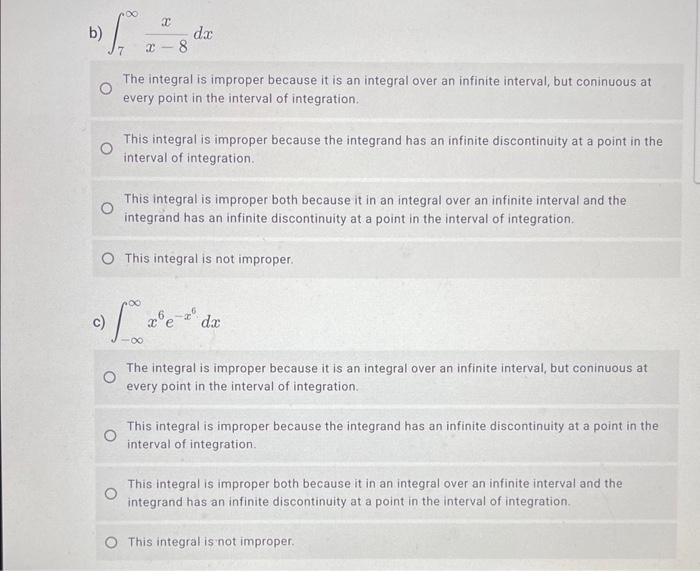 Solved Determine whether or not the following integral is | Chegg.com