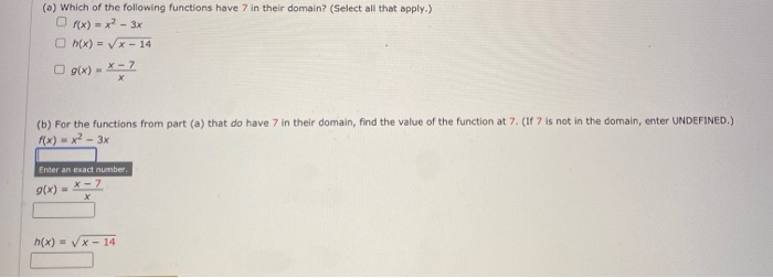 Solved (a) Which of the following functions have 7 in their | Chegg.com