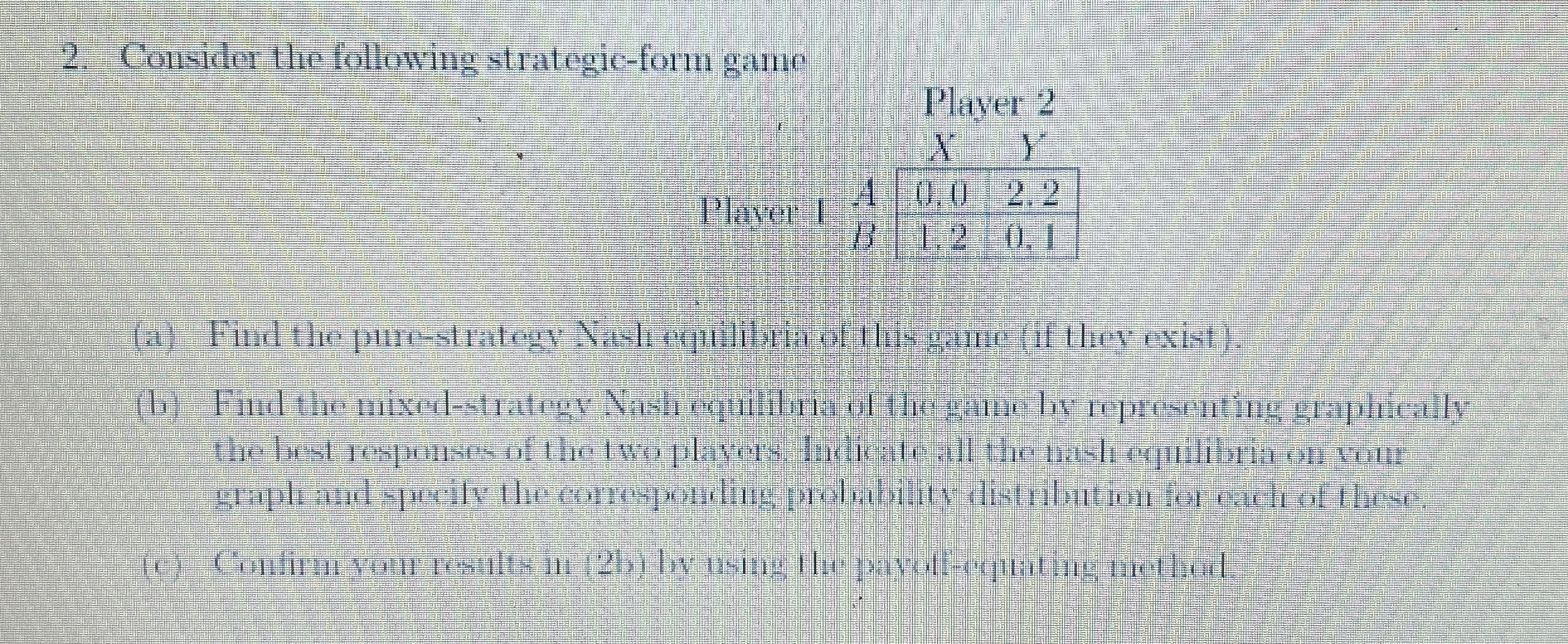 Solved Consider The Following Strategic-form Game(1) ﻿Fand | Chegg.com