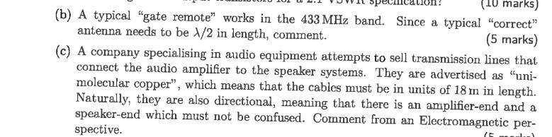 (b) A Typical "gate Remote" Works In The 433MHz Band. | Chegg.com