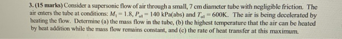 Solved 3. (15 marks) Consider a supersonic flow of air | Chegg.com