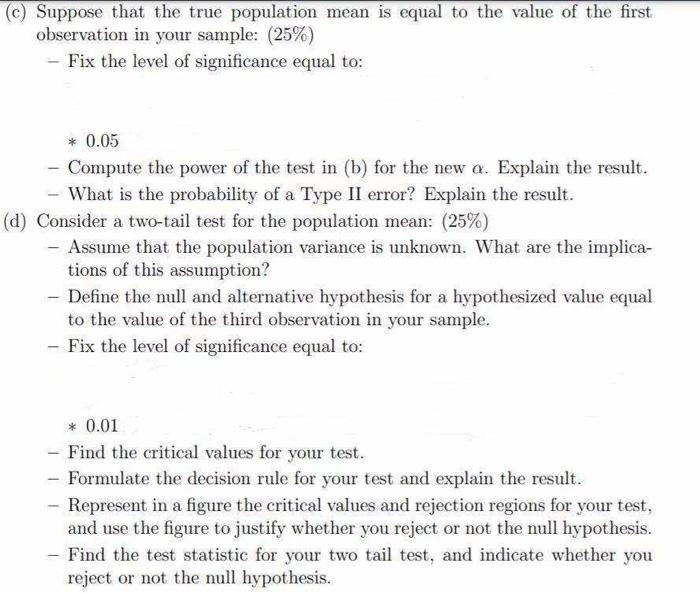 (C) Suppose that the true population mean is equal to | Chegg.com