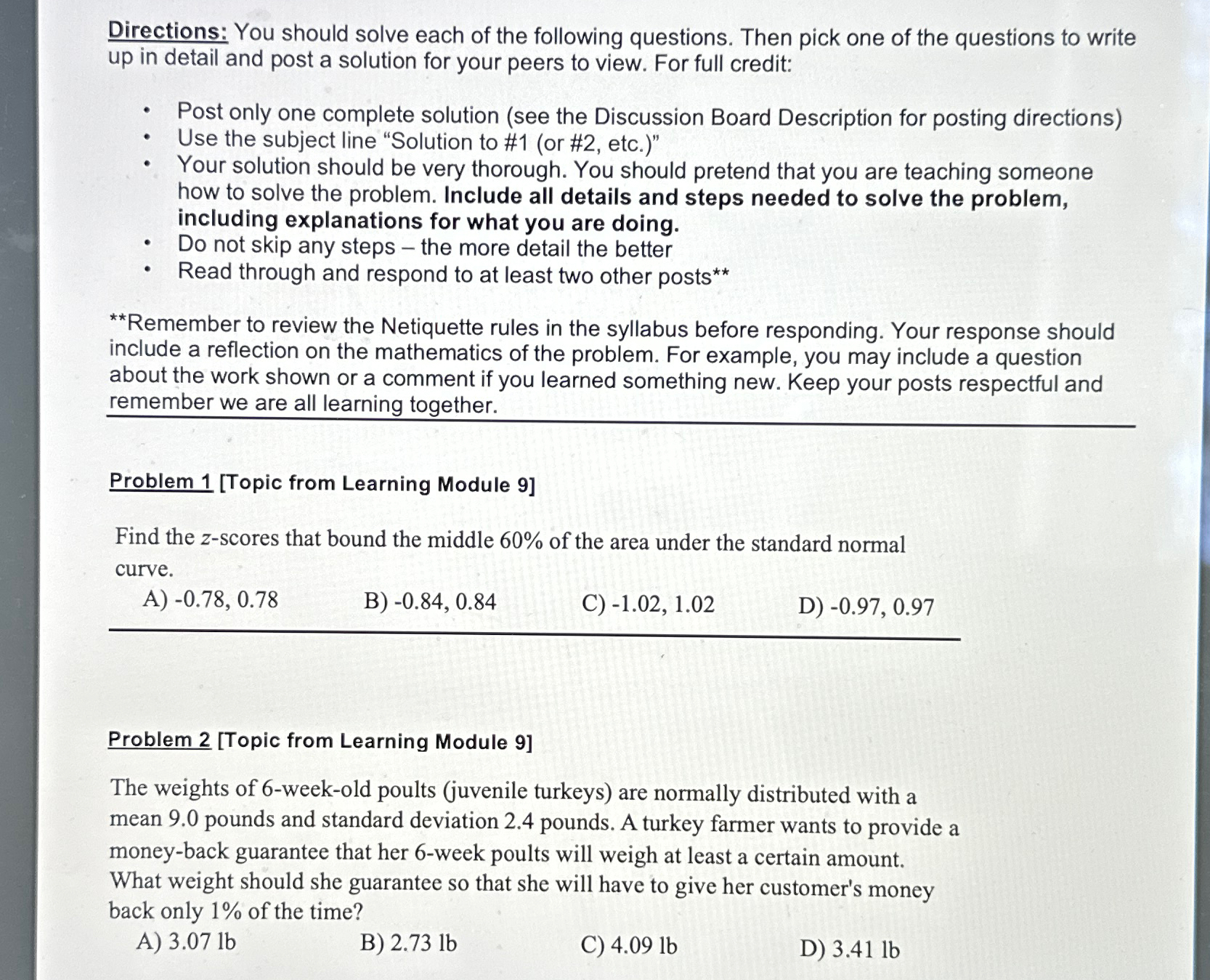 Solved Directions: You should solve each of the following | Chegg.com