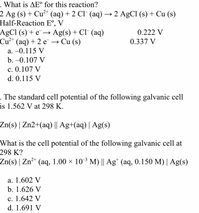 Solved What Is Aeº For This Reaction 2 Ag S Cu Chegg Com