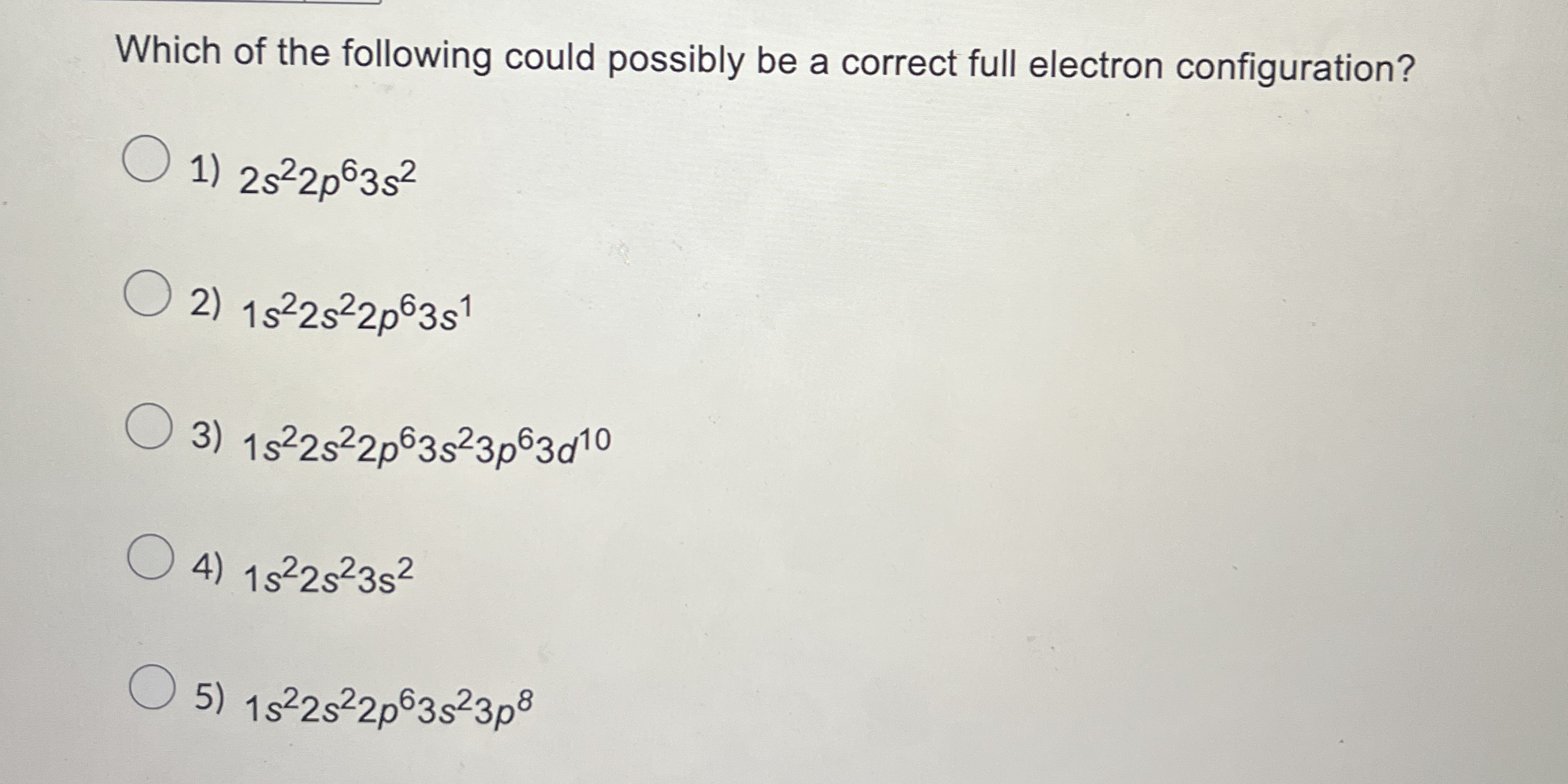 Solved Which of the following could possibly be a correct | Chegg.com