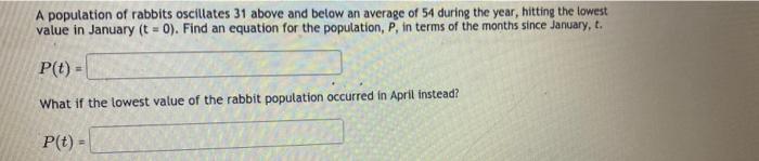 Solved A Population Of Rabbits Oscillates 31 Above And Below | Chegg.com