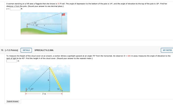 Solved A woman standing on a hill sees a flagpole that she | Chegg.com