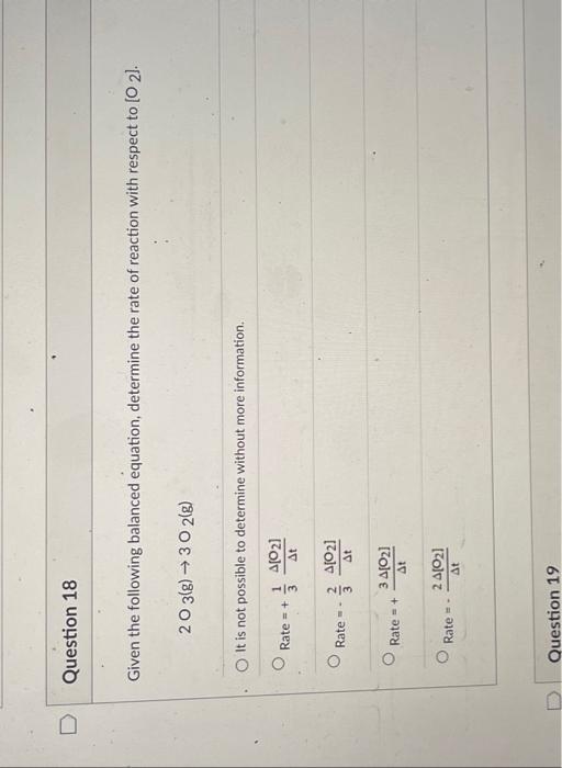 Solved Question 18 Given the following balanced equation, | Chegg.com