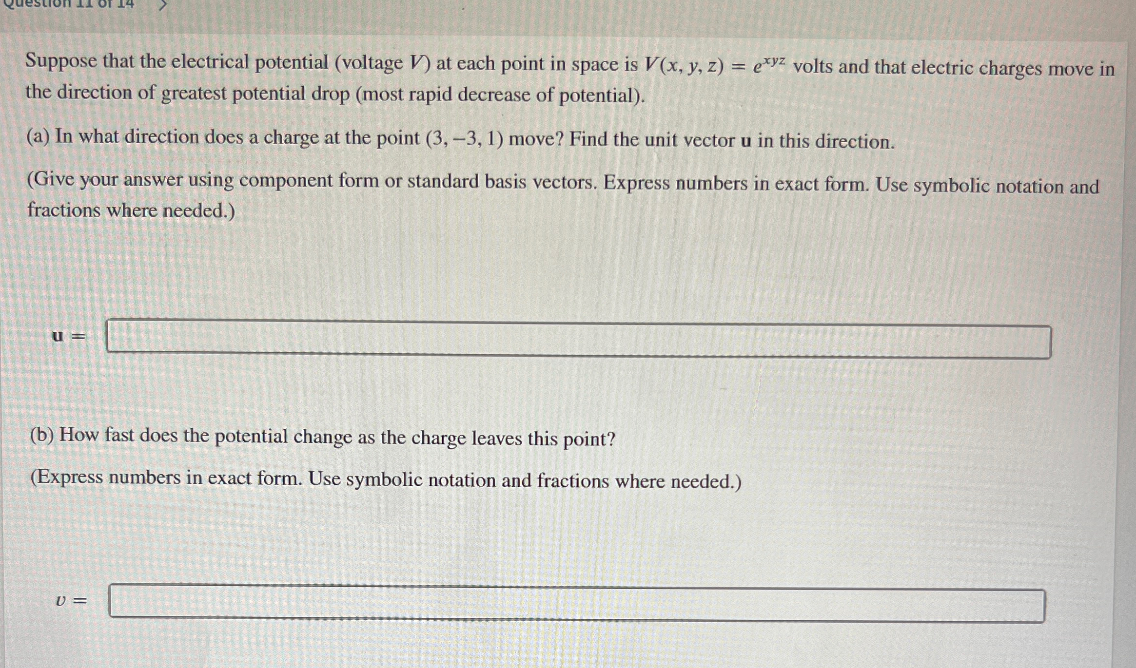 Solved Suppose that the electrical potential (voltage V ) | Chegg.com