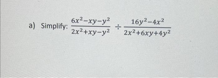 \( \frac{6 x^{2}-x y-y^{2}}{2 x^{2}+x y-y^{2}} \div \frac{16 y^{2}-4 x^{2}}{2 x^{2}+6 x y+4 y^{2}} \)