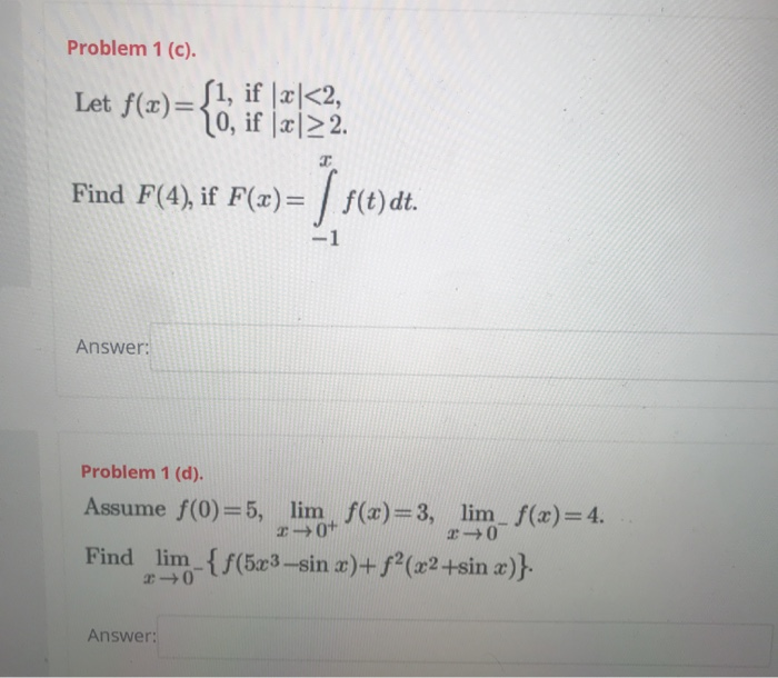 Solved Problem 1 G Let F X And G X Be Functions Which Chegg Com