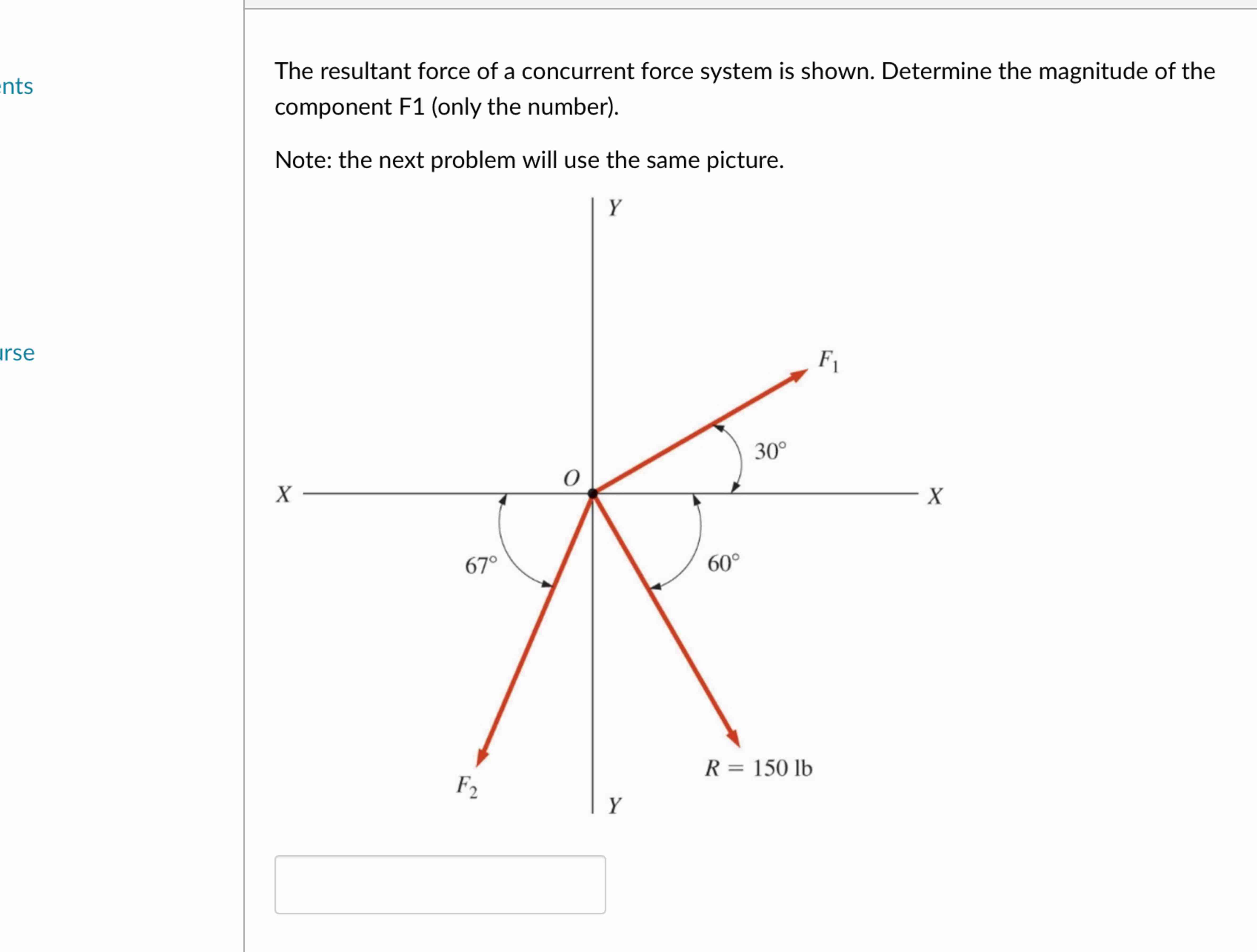 Solved The resultant force of a concurrent force system is | Chegg.com