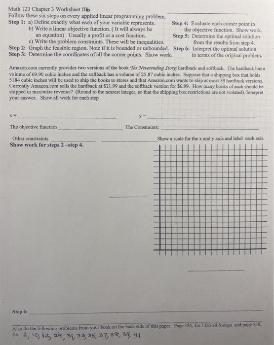 Solved Math 123 Chapter 3 Worksheet Ib Follow these six | Chegg.com