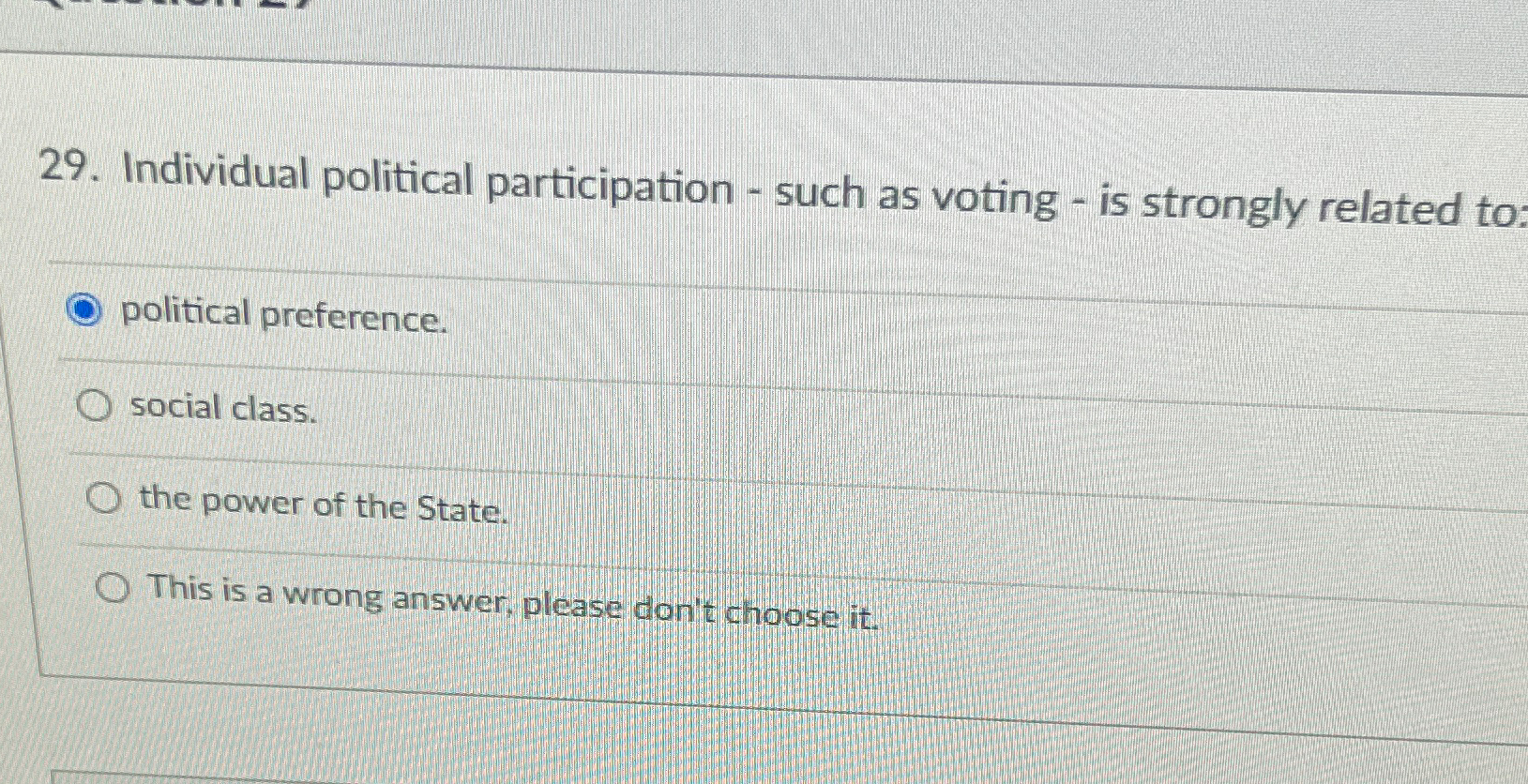 Solved Individual Political Participation - ﻿such As Voting | Chegg.com