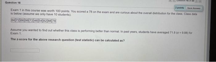 Solved Question 16 2 points Save Answer Exam 1 in this | Chegg.com