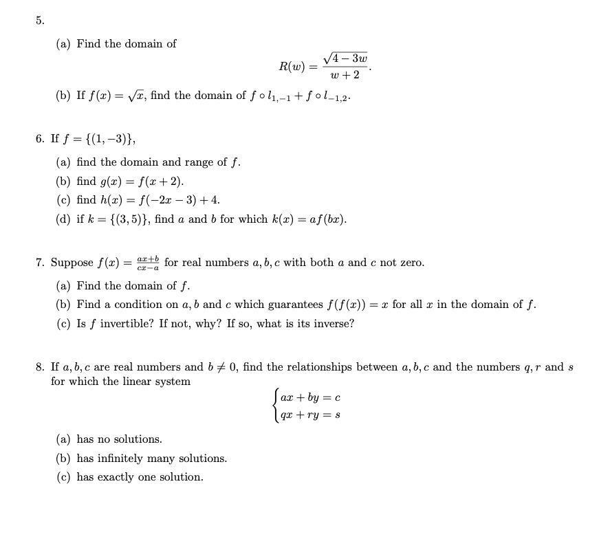 Solved 5 A Find The Domain Of R W 14 3w W 2 B Chegg Com