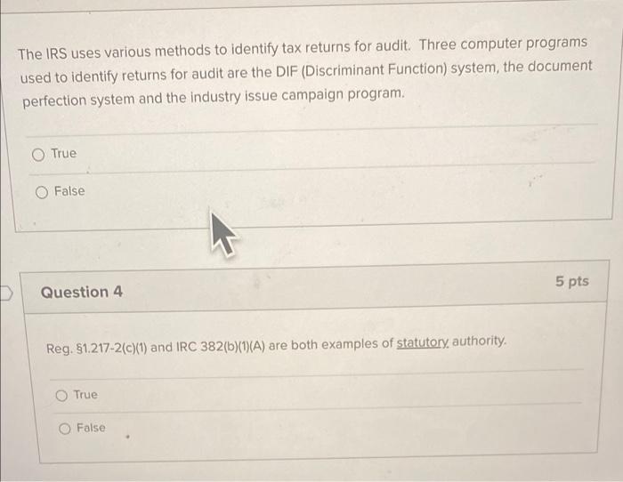 Solved The IRS uses various methods to identify tax returns | Chegg.com