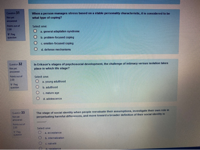 Solved Question 31 When a person manages stress based on a | Chegg.com