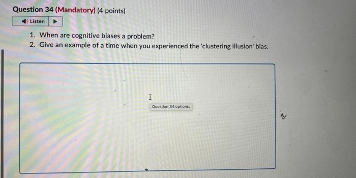 Solved 1. When Are Cognitive Biases A Problem? 2. Give An 