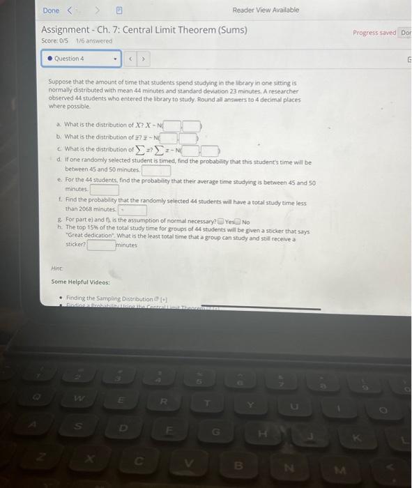 Solved Suppose that the amount of time that students spend | Chegg.com