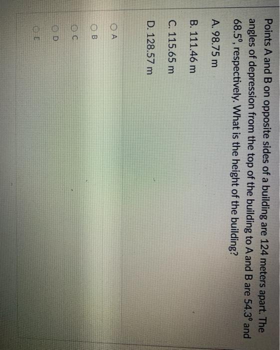 Solved Points A and B on opposite sides of a building are | Chegg.com