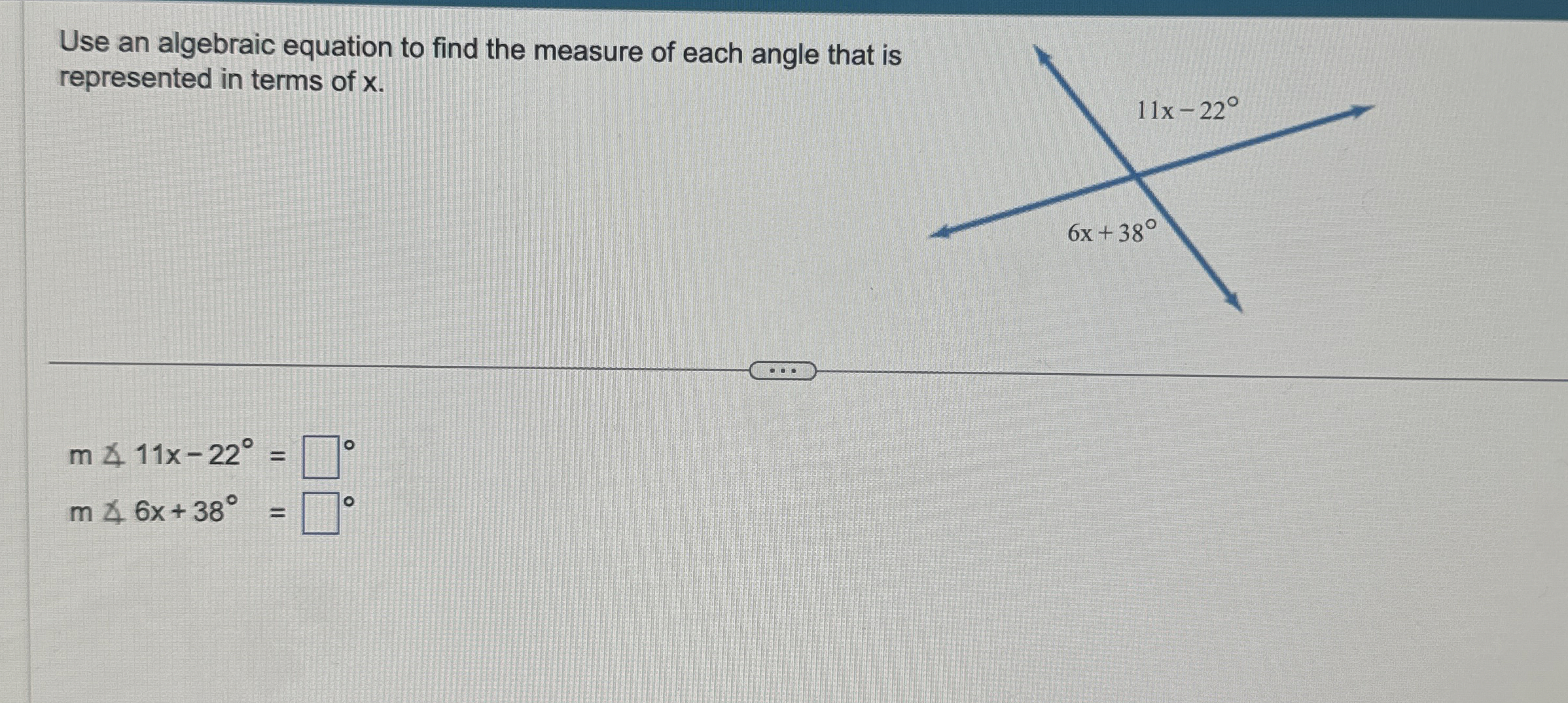 Solved Use an algebraic equation to find the measure of each | Chegg.com