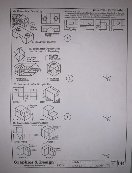 Solved PROBLEMS 1-3: Draw isometric pictorials of the three | Chegg.com
