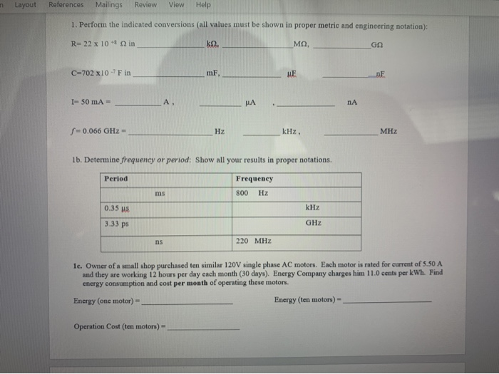 Solved N Layout References Mailings Review View Help 1 P Chegg Com