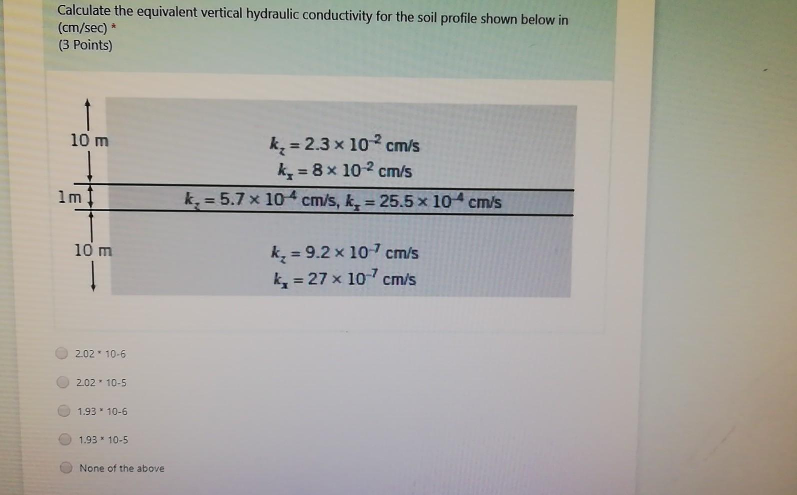 Solved Calculate the equivalent vertical hydraulic | Chegg.com