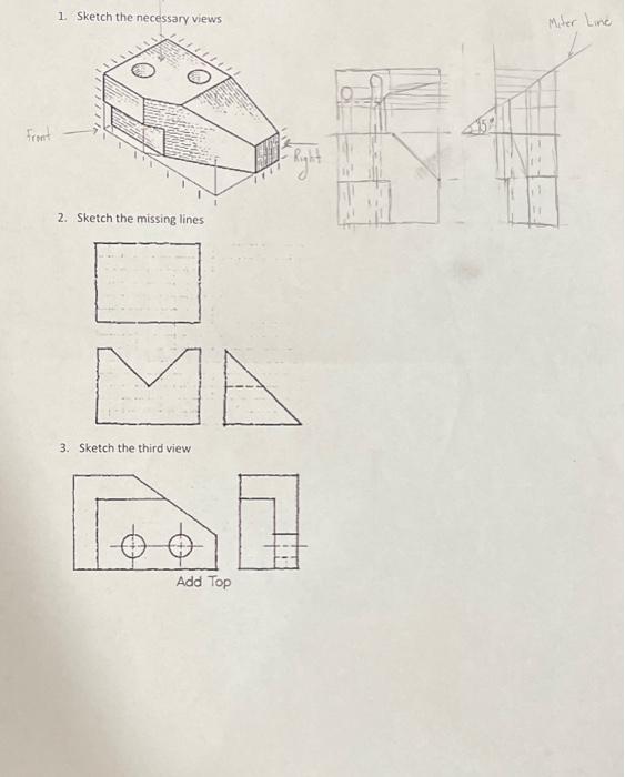 Instructions: - Using third-angle projection, create | Chegg.com