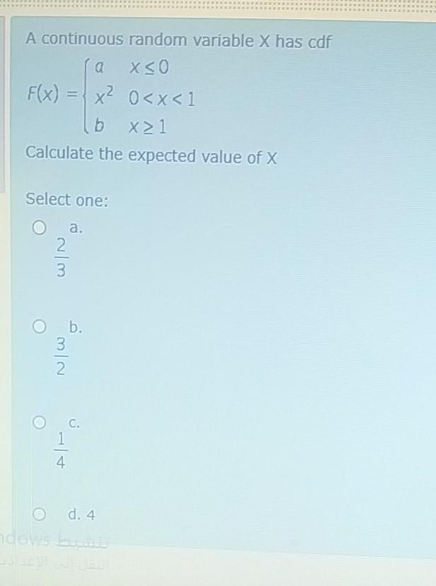 Solved A continuous random variable x has cdf а XCO x? 0 1 | Chegg.com