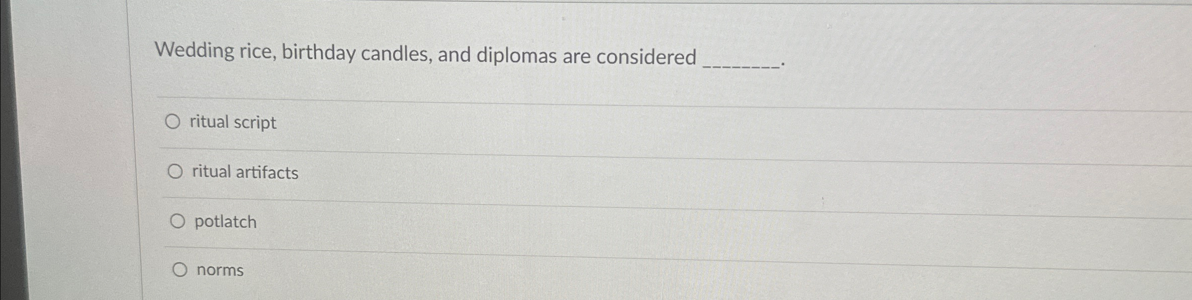 Solved Wedding rice, birthday candles, and diplomas are | Chegg.com