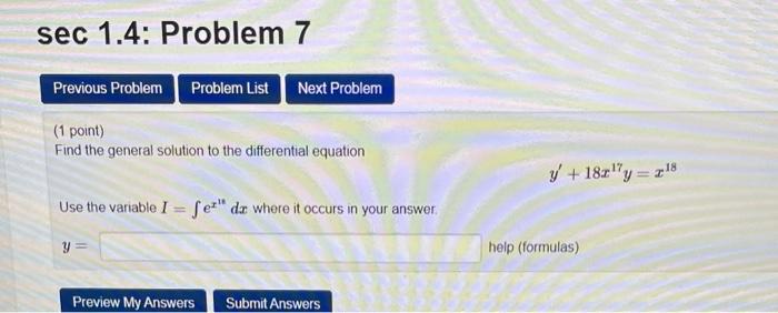 Solved sec 1.4: Problem 7 Previous Problem Problem List Next | Chegg.com