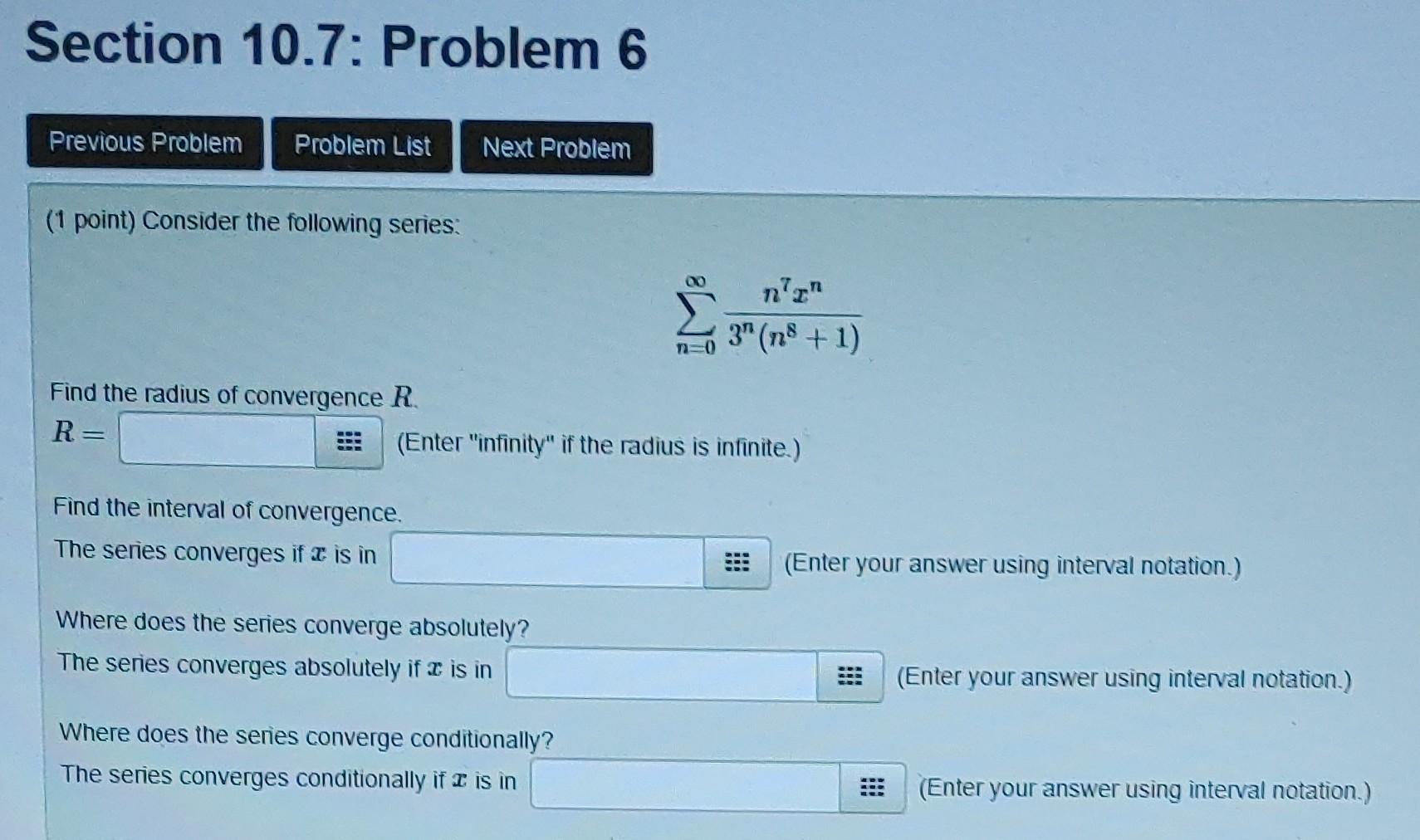 Solved ( 1 Point) Consider The Following Series: | Chegg.com