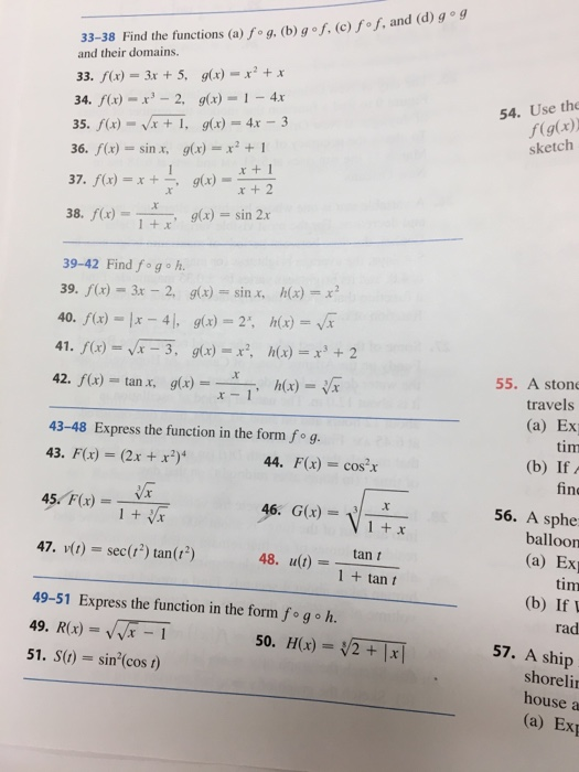 Solved 33-38 Find the functions (a) fog. (b) g•f. (c) Sof