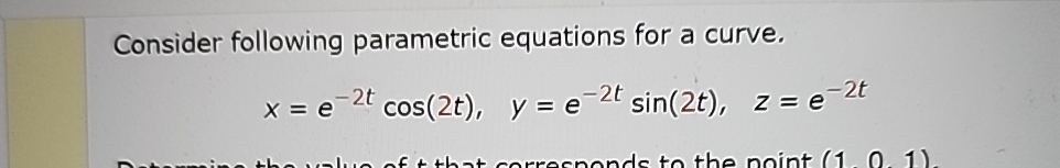Solved Consider following parametric equations for a | Chegg.com